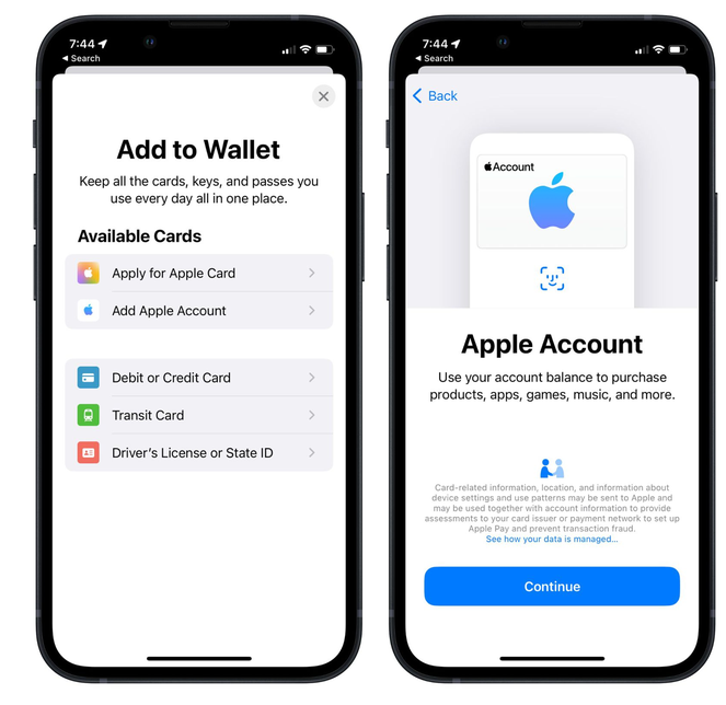 南城苹果手机维修分享iOS 15.5钱包App如何添加 Apple 账户 
