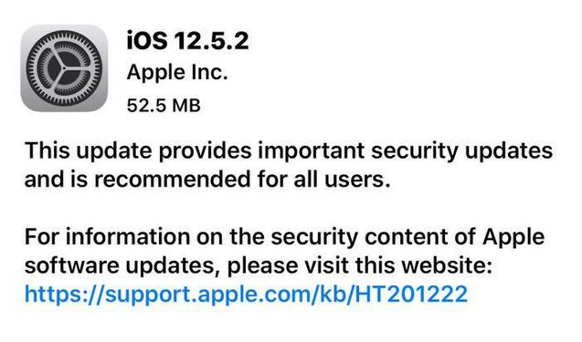 南城苹果手机维修分享iOS12.5.2发布，建议所有老苹果用户安装 